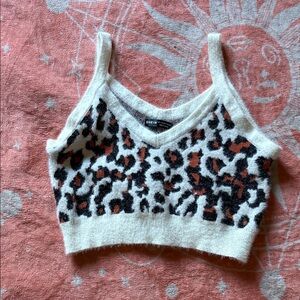 SHEIN Fuzzy Leopard Print Crop Top